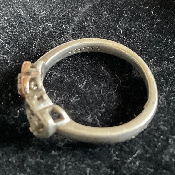 Silver and 10k solid gold ring with two real diamonds. - Picture 4 of 5